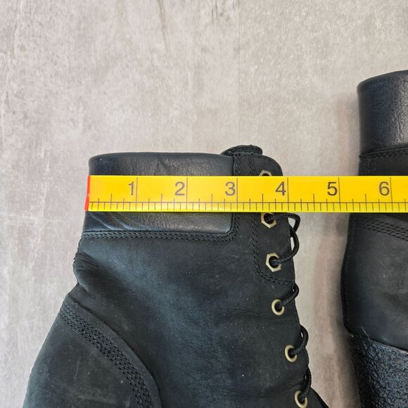 Timberland Chunky Block Heel Booties Sz 9 Leather Lace Up Hiker Heeled Boots - Picture 6 of 13